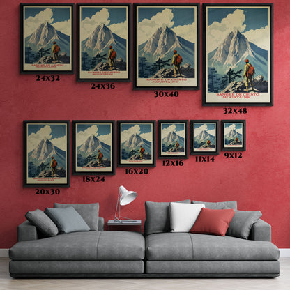 "Vintage Sangre de Cristo Mountains Poster - Matte Canvas Wall Art with Black Frame" Matte Canvas, Black Frame