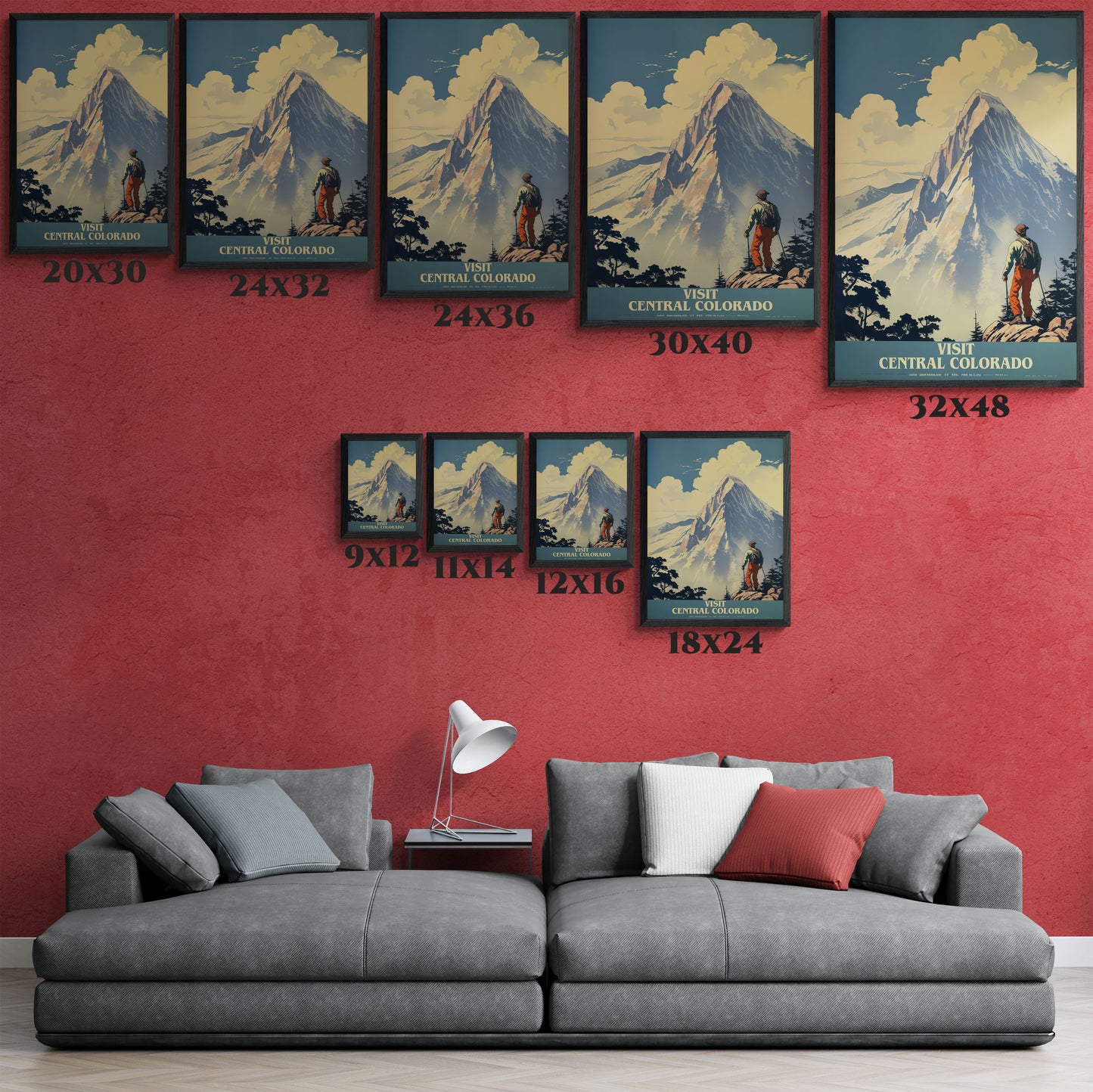 "Vintage Central Colorado Travel Poster - Matte Canvas Wall Art with Black Frame" Matte Canvas, Black Frame