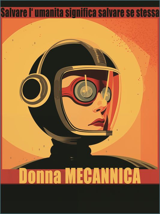 “Vintage Italian Sci-Fi Wall Art  – Donna Meccanica Retro Futuristic Space Digital download”
